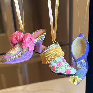 Set of 3 Vintage Ladies Resin High Heel Shoe Christmas Ornaments